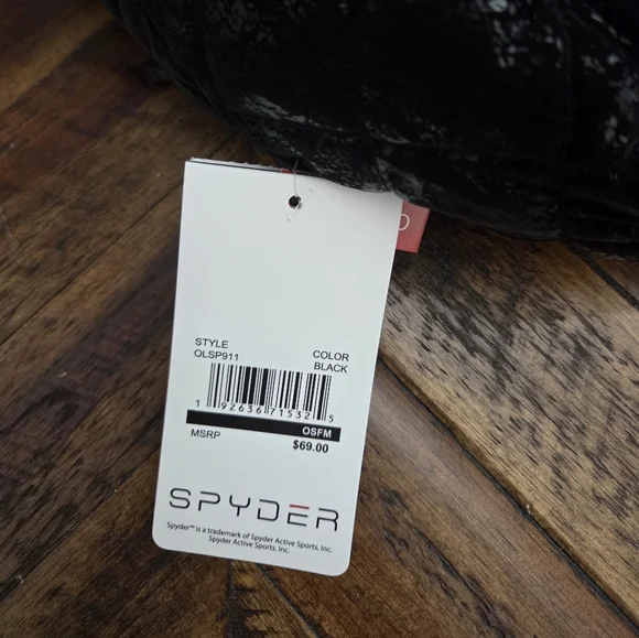 Spyder Women's Quilted Black and White Faux Fur Trapper Style Winter Hat - Picture 6 of 11